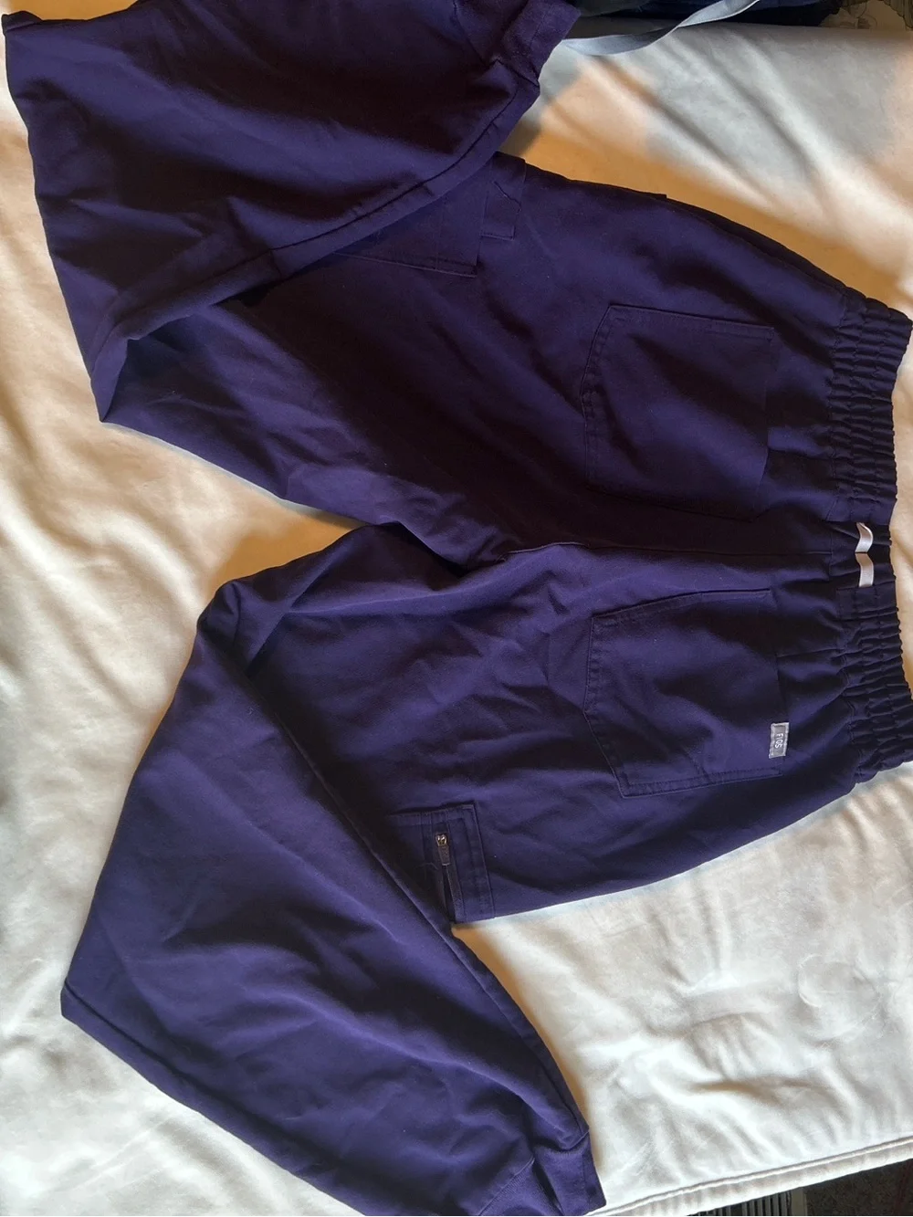 Figs Women's Purple Jogger Scrub Pants with White Drawstring
